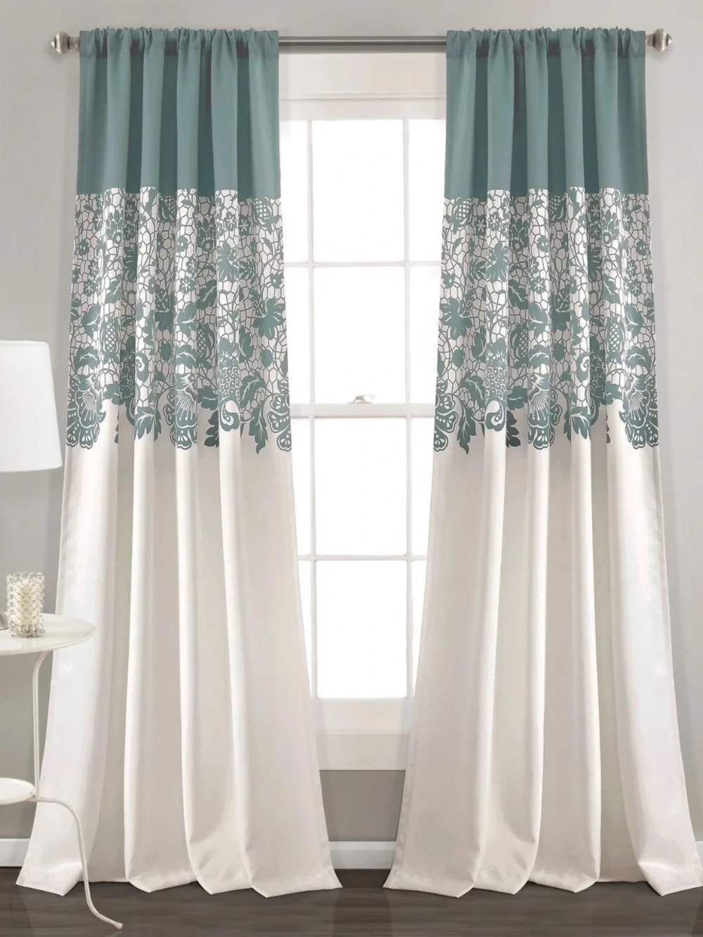 LUSH DÉCOR Estate Garden Print Curtains Light Filtering Window Panel Set for Liv